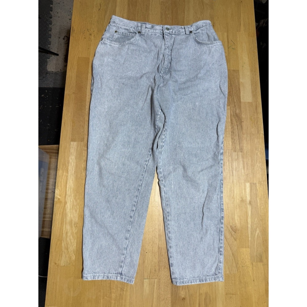 Vintage 1989 Levi's Jeans Women 22W 34x29 USA Hickory Stripe High Rise